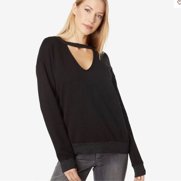 n: Philanthropy Revolve Pria Black Cut Out Front Sweatshirt.Size M